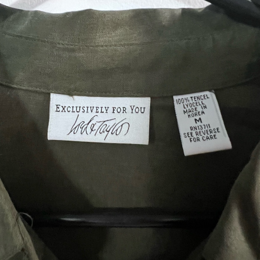 Lord & Taylor Dark Green Casual Button Down Shirt - Picture 5 of 10